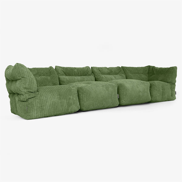 Sofá Modular de 4 Plazas - Pana Clásica Bosque Verde 01
