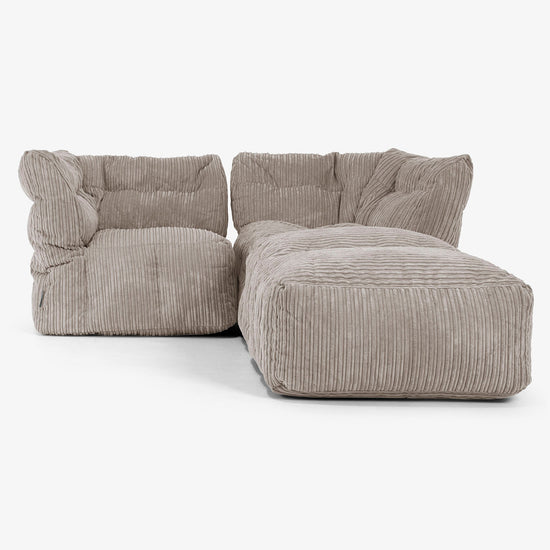 Sofá Modular de 2 Plazas con Chaise Longue - Pana Clásica Marrón empolvado 01