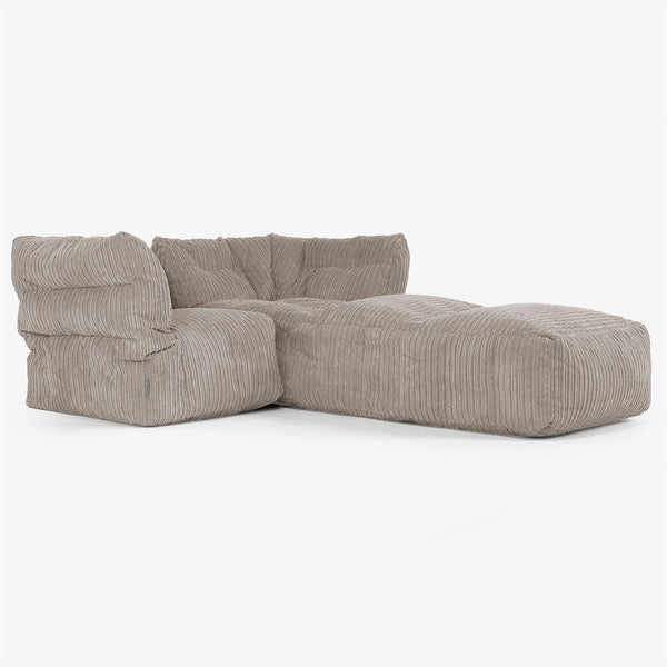 Sofá Modular de 2 Plazas con Chaise Longue - Pana Clásica Marrón empolvado 01