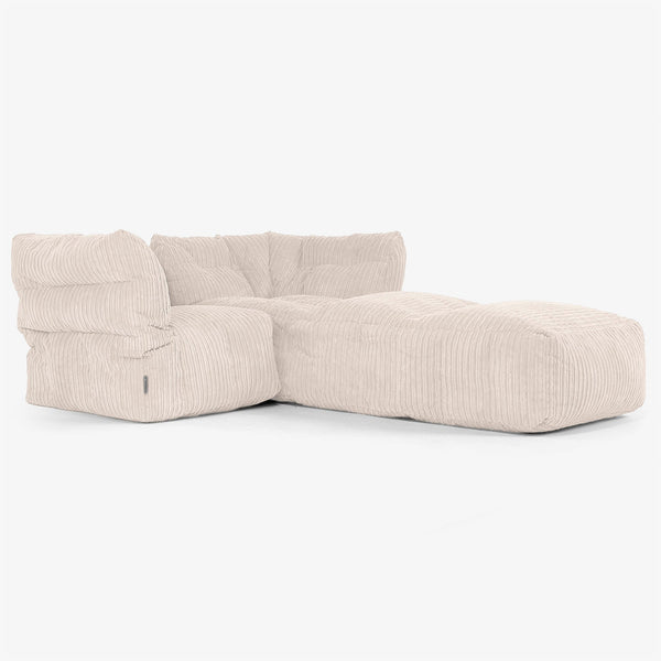 Sofá Modular de 2 Plazas con Chaise Longue - Pana Clásica Marfil 01