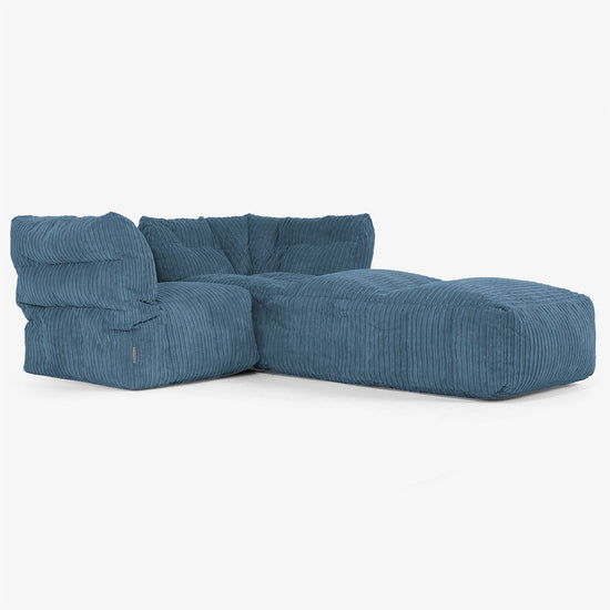 Sofá Modular de 2 Plazas con Chaise Longue - Pana Clásica Azul marino 02