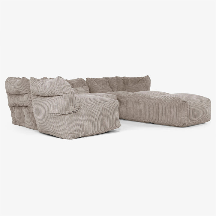 Sofá Modular de 4 Plazas con Chaise Longue - Pana Clásica Marrón empolvado 04