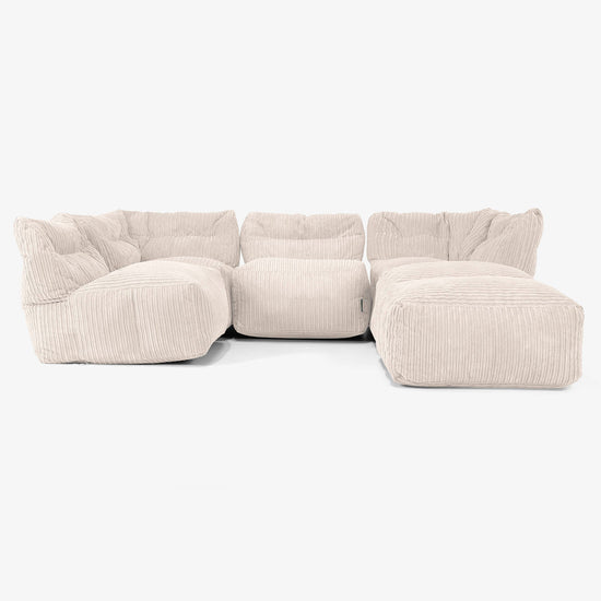 Sofá Modular de 4 Plazas con Chaise Longue - Pana Clásica Marfil 03