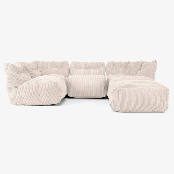 Sofá Modular de 4 Plazas con Chaise Longue - Pana Clásica Marfil 03