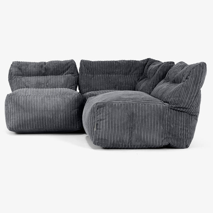 Sofá Modular de 3 Plazas sin Brazos - Pana Clásica Negro 02