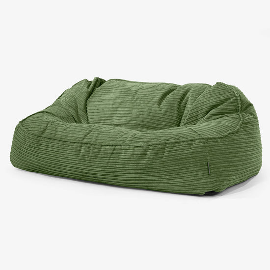 Sofá Puff Grande Encorvado - Pana Clásica Bosque Verde 01