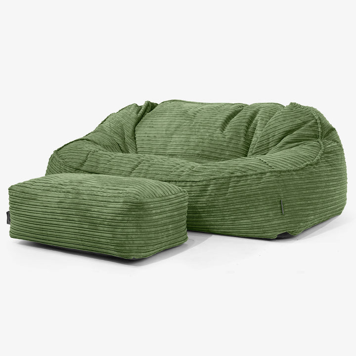 Sofá Puff Grande Encorvado - Pana Clásica Bosque Verde 02
