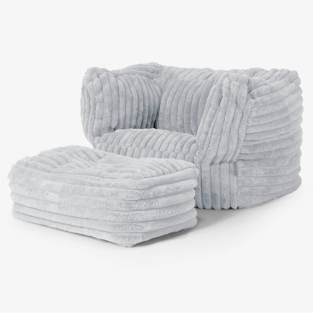 Albert Puff Sillón - Pana de Felpa Ultra Azul Huevo de Pato 02