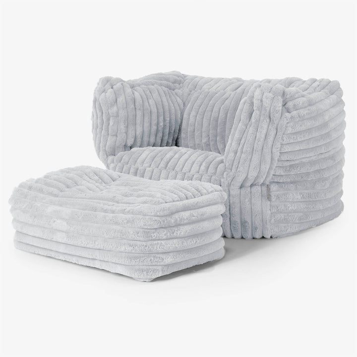 Albert Puff Sillón - Pana de Felpa Ultra Azul Huevo de Pato 02
