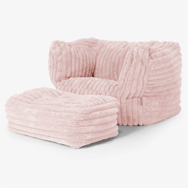 Albert Puff Sillón - Pana de Felpa Ultra Rosa Empolvado 02
