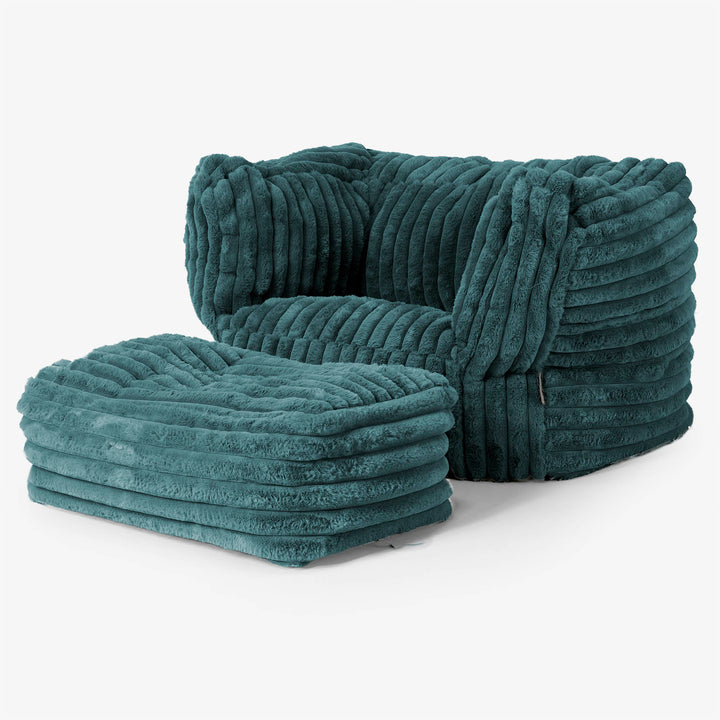 Albert Puff Sillón - Pana de Felpa Ultra Turquesa 02