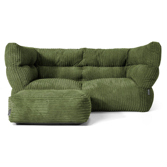 Louis Puf Sofá 2 plazas - Pana Clásica Bosque Verde 02