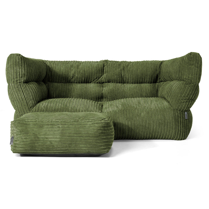 Louis Puf Sofá 2 plazas - Pana Clásica Bosque Verde 02