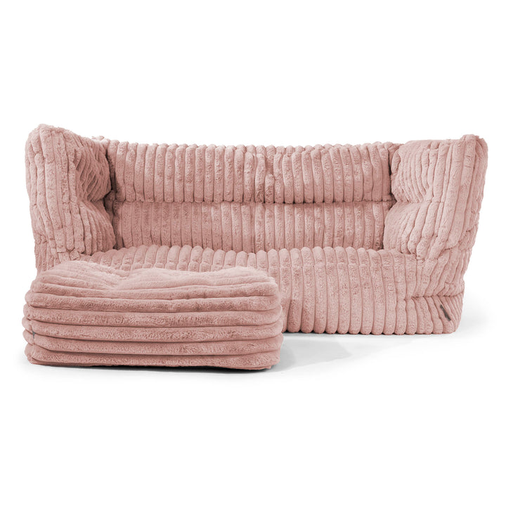 Louis Puf Sofá 2 plazas - Pana de Felpa Ultra Rosa Empolvado 02