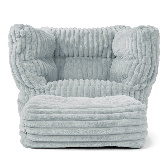 Louis Puff Sillón - Pana de Felpa Ultra Azul Huevo de Pato 02