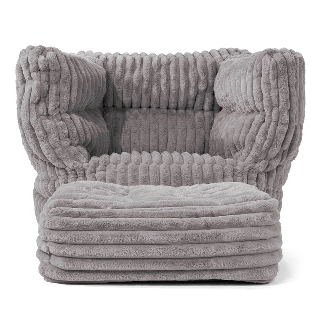 Louis Puff Sillón - Pana de Felpa Ultra Gris 02