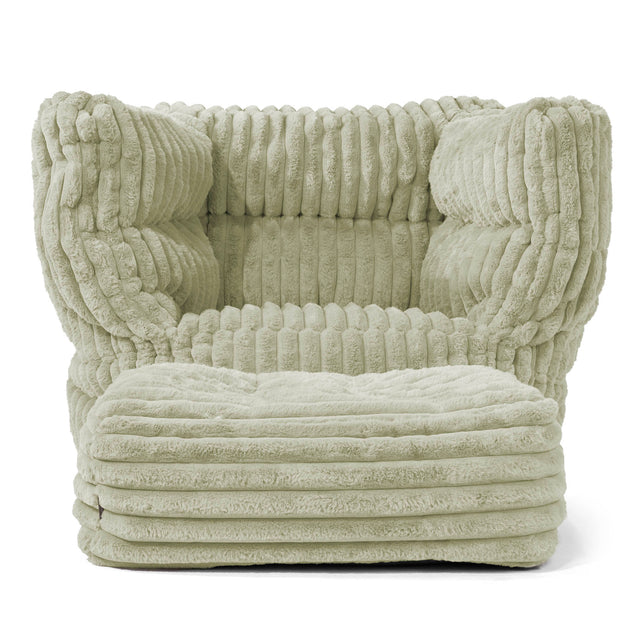 Louis Puff Sillón - Pana de Felpa Ultra Verde Salvia 02