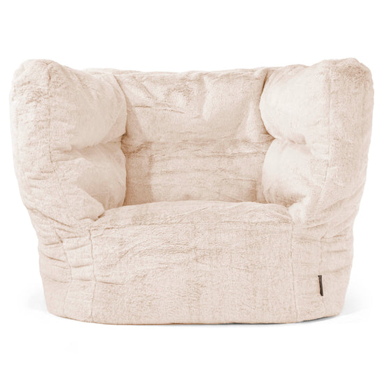 Louis Puff Sillón - Piel de Conejo Sintética Blanco 01