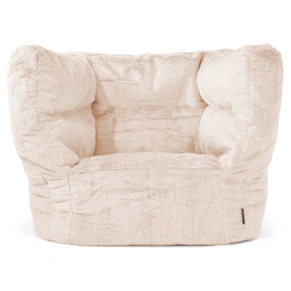 Louis Puff Sillón - Piel de Conejo Sintética Blanco 01