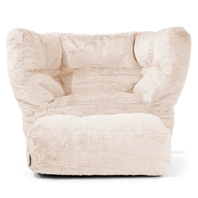 Louis Puff Sillón - Piel de Conejo Sintética Blanco 02