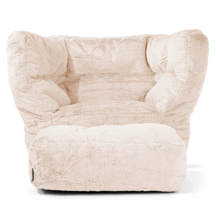 Louis Puff Sillón - Piel de Conejo Sintética Blanco 02