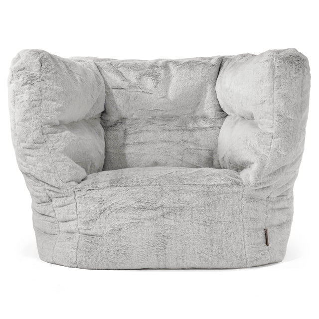 Louis Puff Sillón - Piel de Conejo Sintética Gris Claro 01