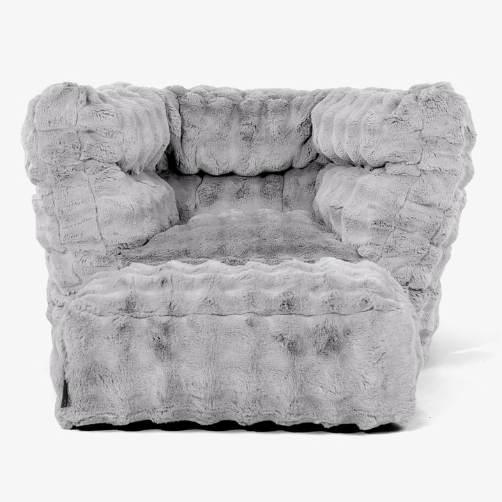 Louis Puff Sillón - Piel Sintética de Burbuja Gris 02