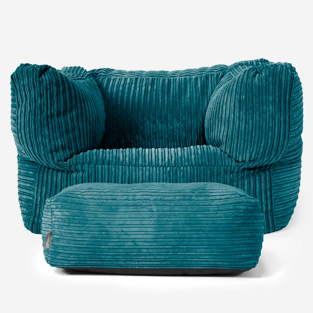 Albert Puff Sillón - Pana Clásica Turquesa 02