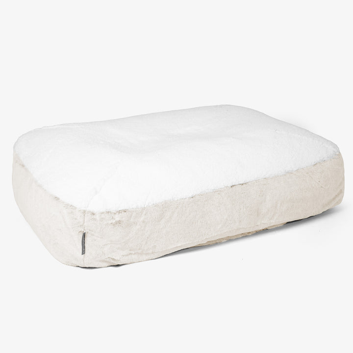 Cama Encorvada para Perros Grande - Piel de Conejo Sintética Blanco 01