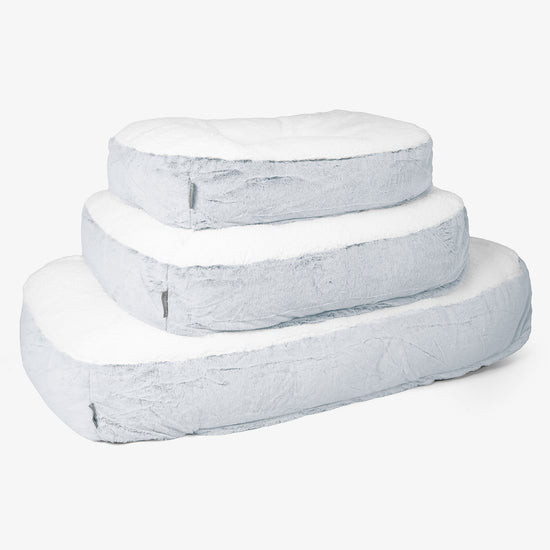 Cama Encorvada para Perros Mediana - Piel de Conejo Sintética Azul Empolvado 02