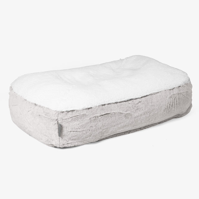 Cama Encorvada para Perros Mediana - Piel de Conejo Sintética Gris Claro 01