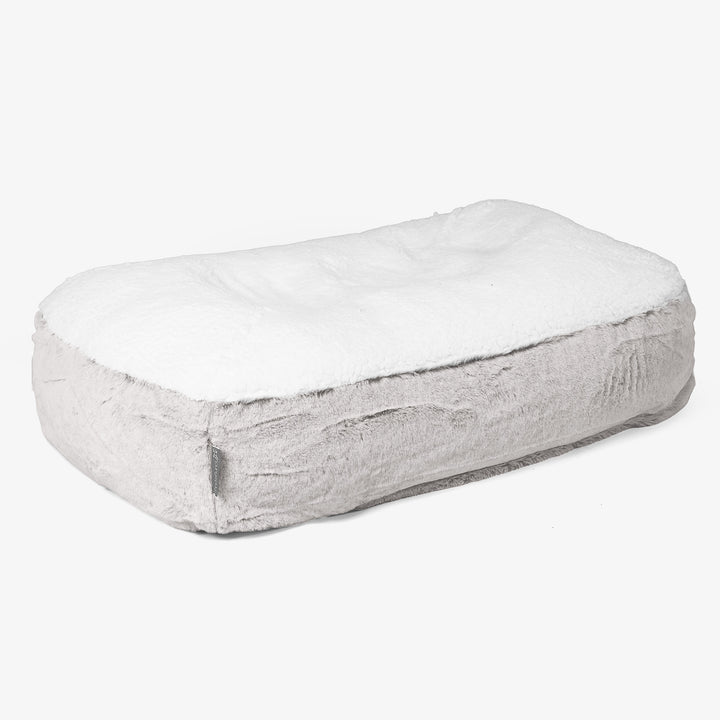 Cama Encorvada para Perros Mediana - Piel de Conejo Sintética Gris Claro 01