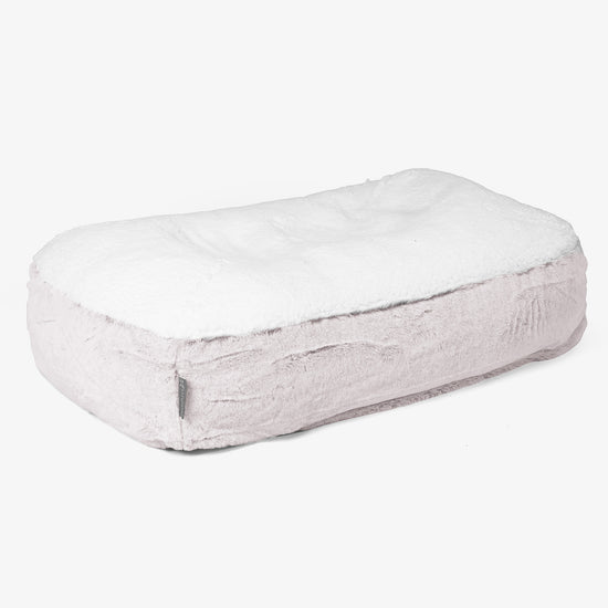 Cama Encorvada para Perros Mediana - Piel de Conejo Sintética Rosa Empolvado 01