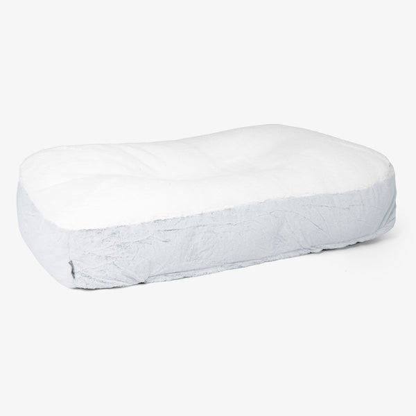 Cama Encorvada para Perros XL -  Piel de Conejo Sintética Azul Empolvado 01