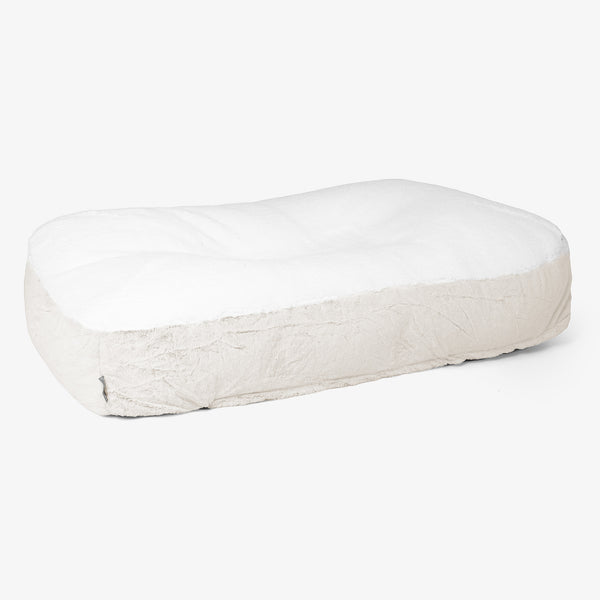 Cama Encorvada para Perros XL - Piel de Conejo Sintética Blanco 01