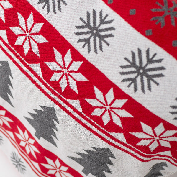 Fundas de Cojín Extra Grande 70 x 70cm - Punto Grecas Navideñas Rojo Fabric Close-up Image