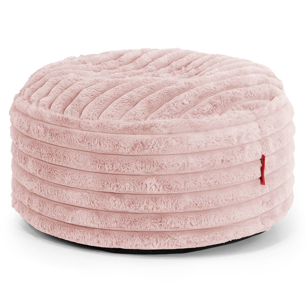 Escabel Gigante Redondo - Pana de Felpa Ultra Rosa Empolvado 01