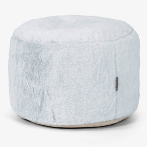 Reposapiés Redondo - Piel de Conejo Sintética Azul Empolvado