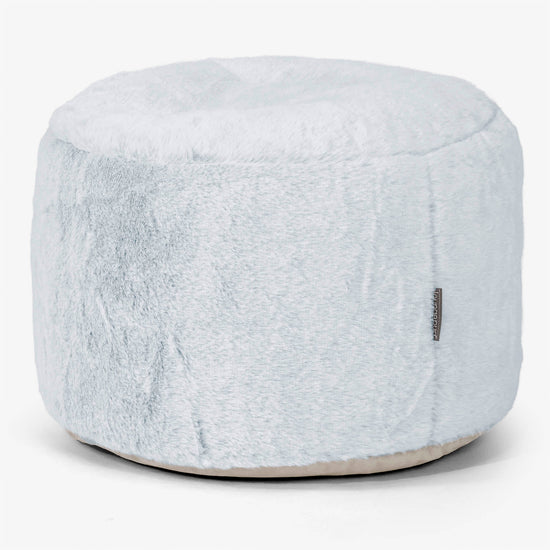 Reposapiés Redondo - Piel de Conejo Sintética Azul Empolvado 01