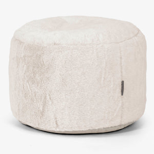 Reposapiés Redondo - Piel de Conejo Sintética Blanco