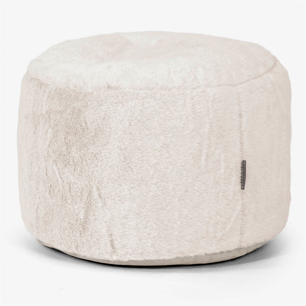 Reposapiés Redondo - Piel de Conejo Sintética Blanco 01