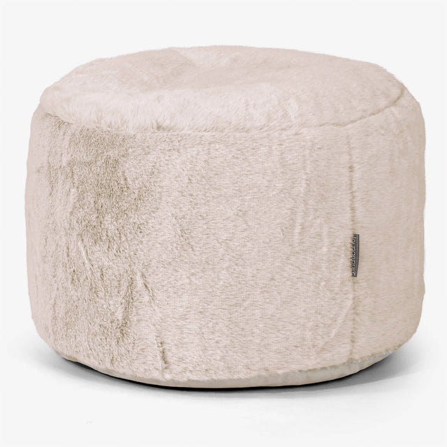 Reposapiés Redondo - Piel de Conejo Sintética Marrón Dorado 01