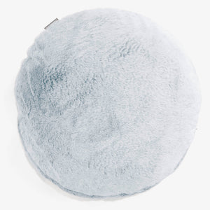 Fundas de Cojín Redondo 50cm - Piel de Conejo Sintética Azul Empolvado