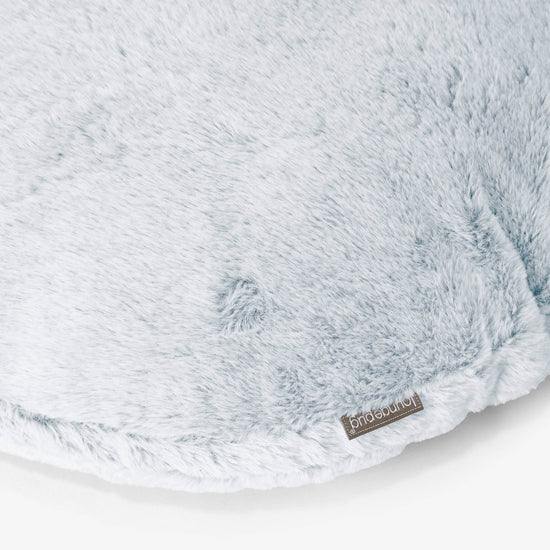 Fundas de Cojín Redondo 50cm - Piel de Conejo Sintética Azul Empolvado 02