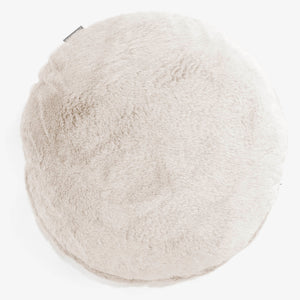 Fundas de Cojín Redondo 50cm - Piel de Conejo Sintética Blanco