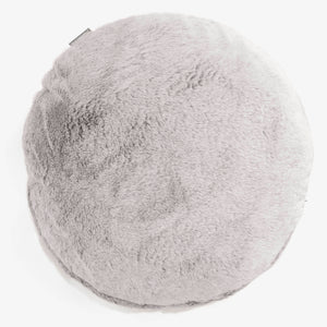 Fundas de Cojín Redondo 50cm - Piel de Conejo Sintética Gris Claro