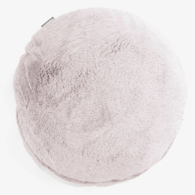 Fundas de Cojín Redondo 50cm - Piel de Conejo Sintética Rosa Empolvado 01