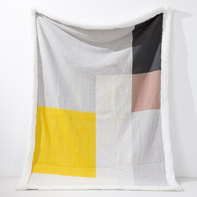 Manta de Sofá - Punto Bloque de Color Geométrico Gris 01