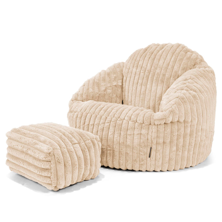 Puf Bubble - Pana de Felpa Ultra Crema 03