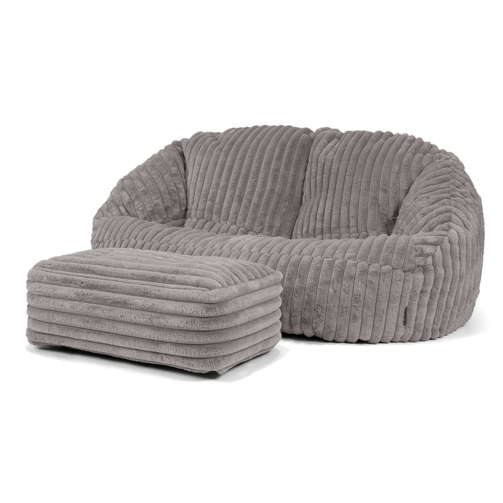 Puf Grande Bubble - Pana de Felpa Ultra Gris 03